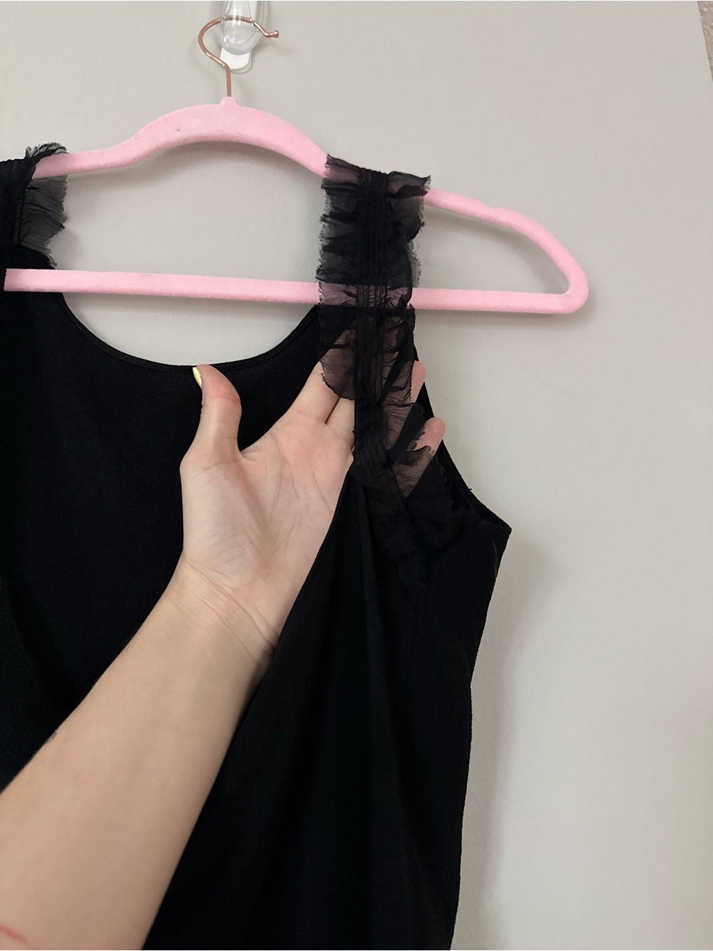 VINTAGE Fendi Black Tank with Sheer Ruffle Straps - Picture 3 of 9